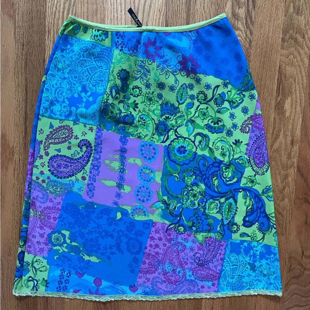 Desigual Vibrant A-Line Skirt with Blue and Green Patterns